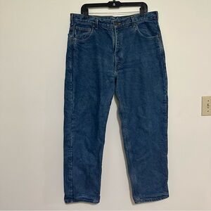 Carhartt Flannel Lined Blue Jeans Mens 38x30 Regular Fit Blue Plaid‎ Lining